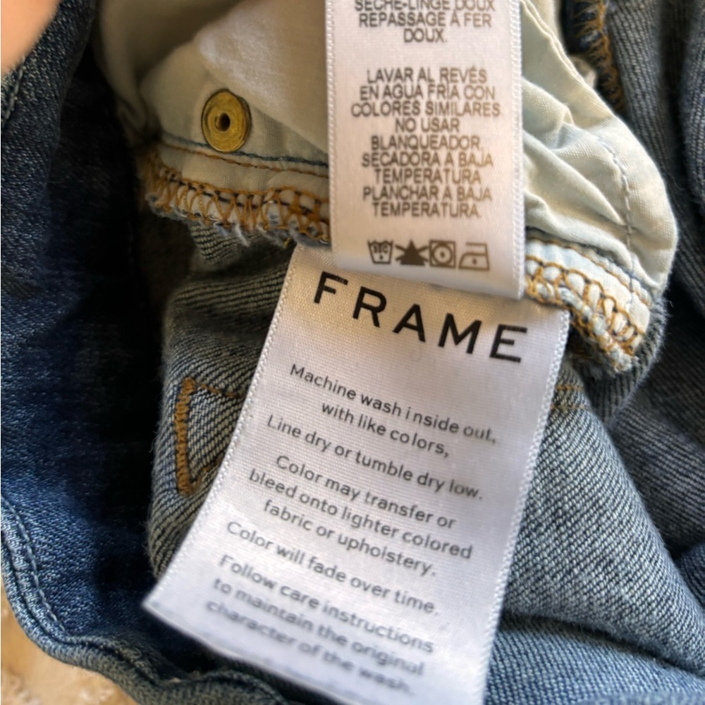 Frame Le Crop Mini boot jeans size 32 distressed at ankles EUC - Picture 11 of 11
